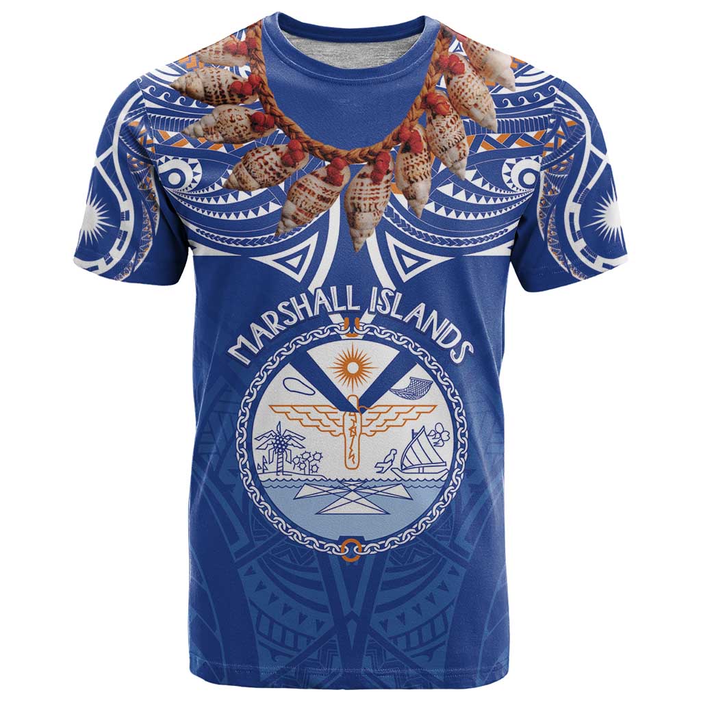 Yokwe Marshall Islands Personalized T Shirt Jemenei Day - Seashell Necklace LT7 Blue - Polynesian Pride