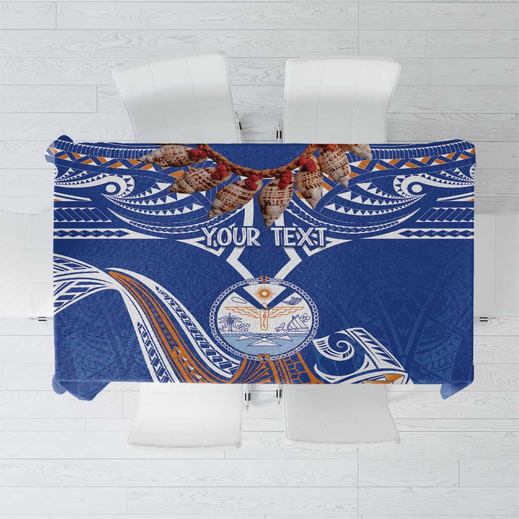 Yokwe Marshall Islands Personalized Tablecloth Jemenei Day - Seashell Necklace LT7 Blue - Polynesian Pride