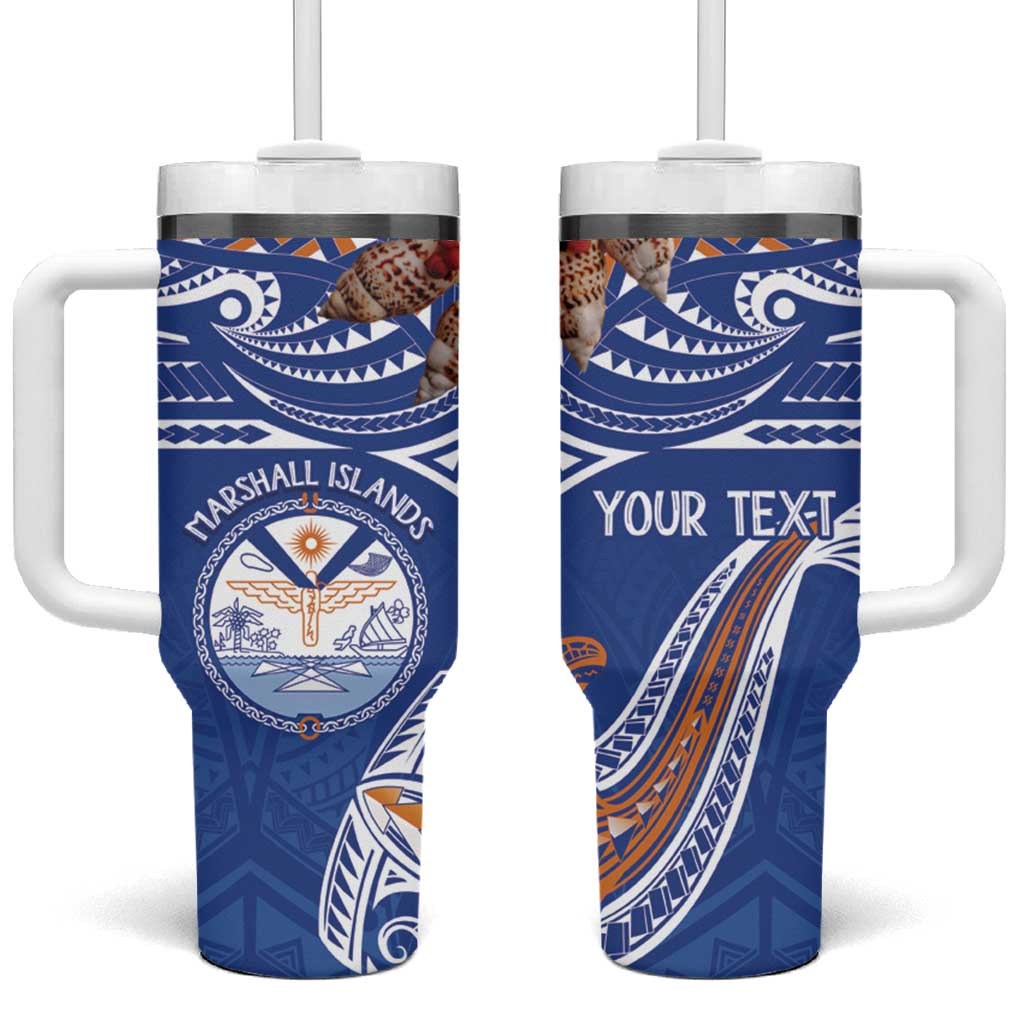 Yokwe Marshall Islands Personalized Tumbler With Handle Jemenei Day - Seashell Necklace LT7 One Size: 40 oz Blue - Polynesian Pride