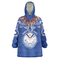 Yokwe Marshall Islands Personalized Wearable Blanket Hoodie Jemenei Day - Seashell Necklace LT7 One Size Blue - Polynesian Pride
