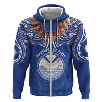 Yokwe Marshall Islands Personalized Zip Hoodie Jemenei Day - Seashell Necklace LT7 Zip Hoodie Blue - Polynesian Pride