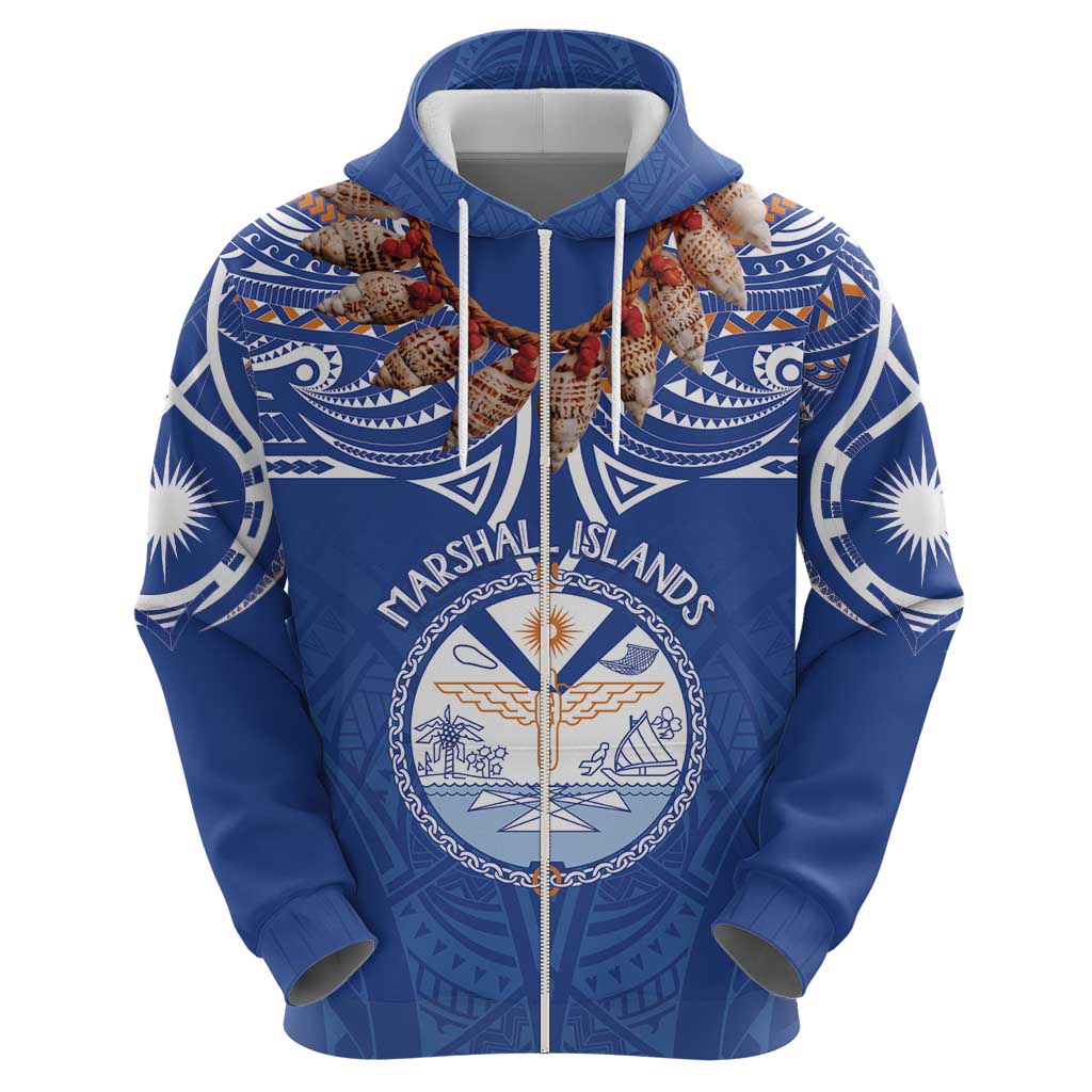 Yokwe Marshall Islands Personalized Zip Hoodie Jemenei Day - Seashell Necklace LT7 - Polynesian Pride