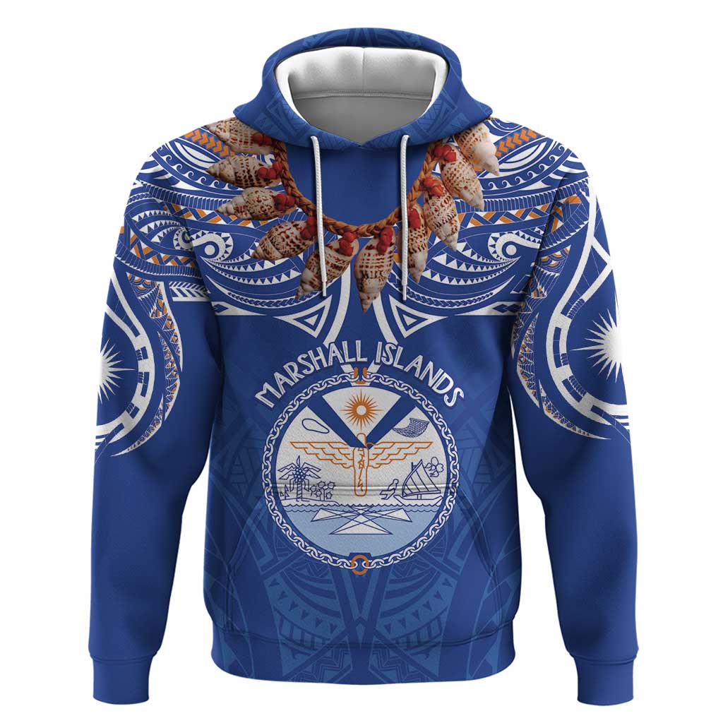 Yokwe Marshall Islands Personalized Zip Hoodie Jemenei Day - Seashell Necklace LT7 Pullover Hoodie Blue - Polynesian Pride