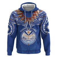 Yokwe Marshall Islands Personalized Zip Hoodie Jemenei Day - Seashell Necklace LT7 Pullover Hoodie Blue - Polynesian Pride