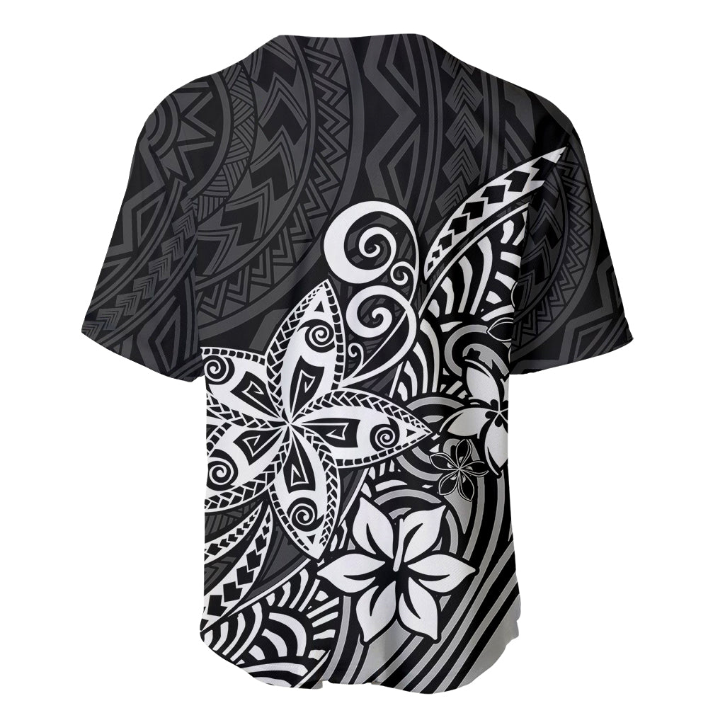 Polynesia Baseball Jersey Plumeria Black Curves LT7 - Polynesian Pride