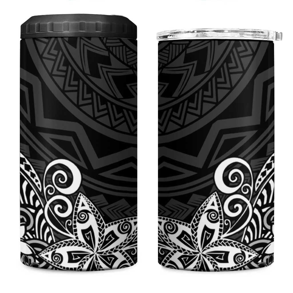 Hawaii 4 in 1 Can Cooler Tumbler Plumeria Black Curves