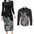 Polynesia Couples Matching Long Sleeve Bodycon Dress and Long Sleeve Button Shirts Plumeria Black Curves LT7 Black - Polynesian Pride