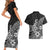 Polynesia Couples Matching Short Sleeve Bodycon Dress and Hawaiian Shirt Plumeria Black Curves LT7 - Polynesian Pride