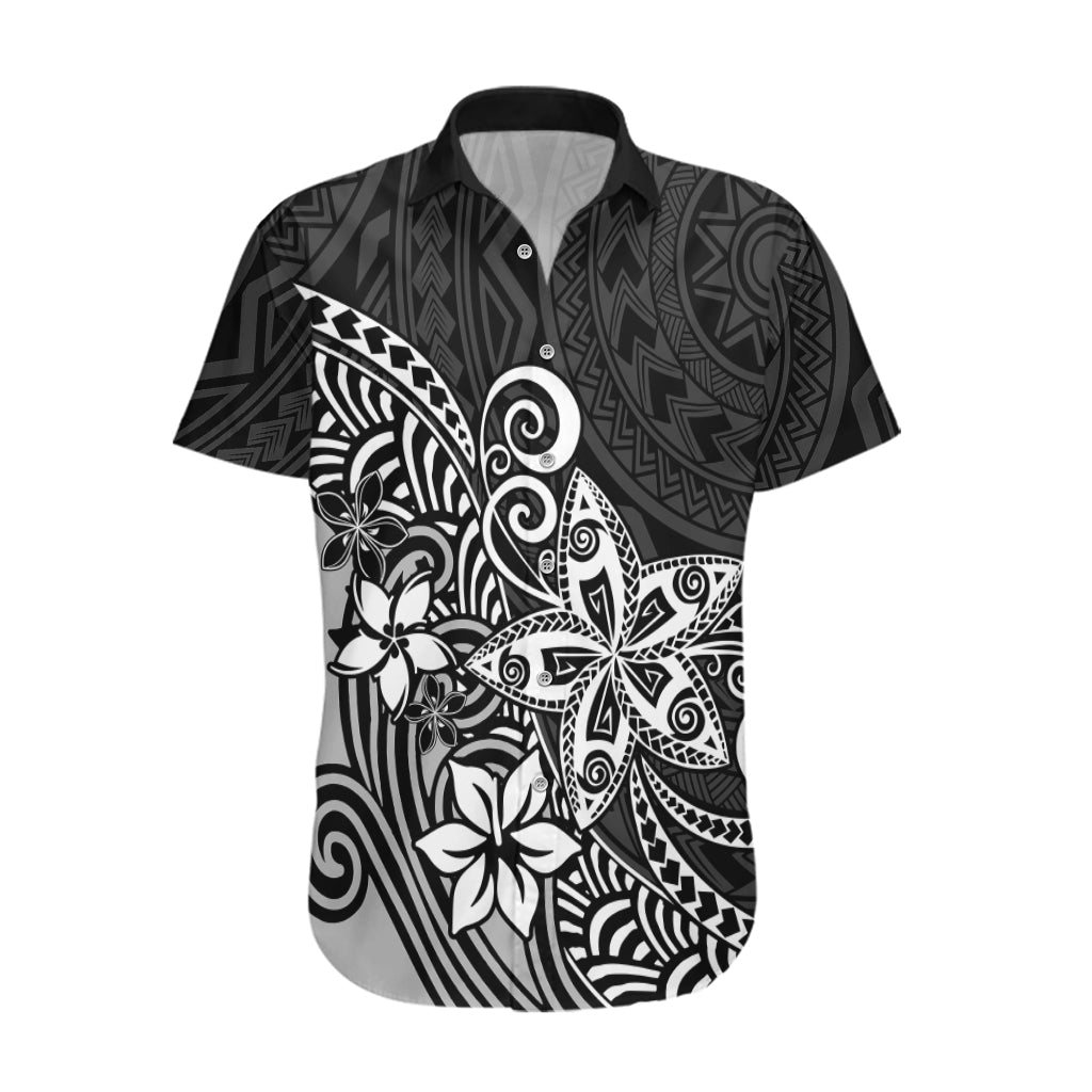 Polynesia Hawaiian Shirt Plumeria Black Curves LT7 Black - Polynesian Pride
