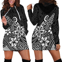 Polynesia Hoodie Dress Plumeria Black Curves LT7 - Polynesian Pride