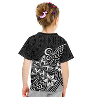 Polynesia Kid T Shirt Plumeria Black Curves LT7 - Polynesian Pride