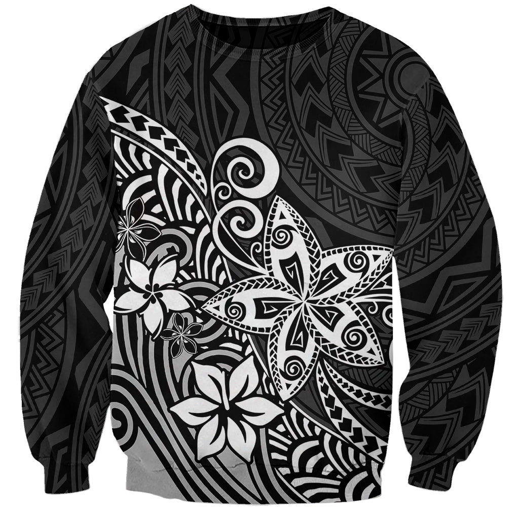 Polynesia Sweatshirt Plumeria Black Curves LT7 Unisex Black - Polynesian Pride