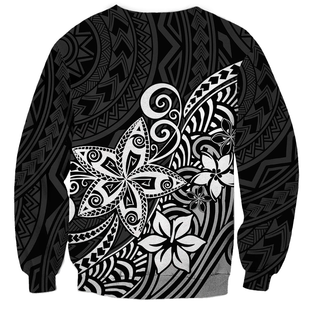Polynesia Sweatshirt Plumeria Black Curves LT7 - Polynesian Pride