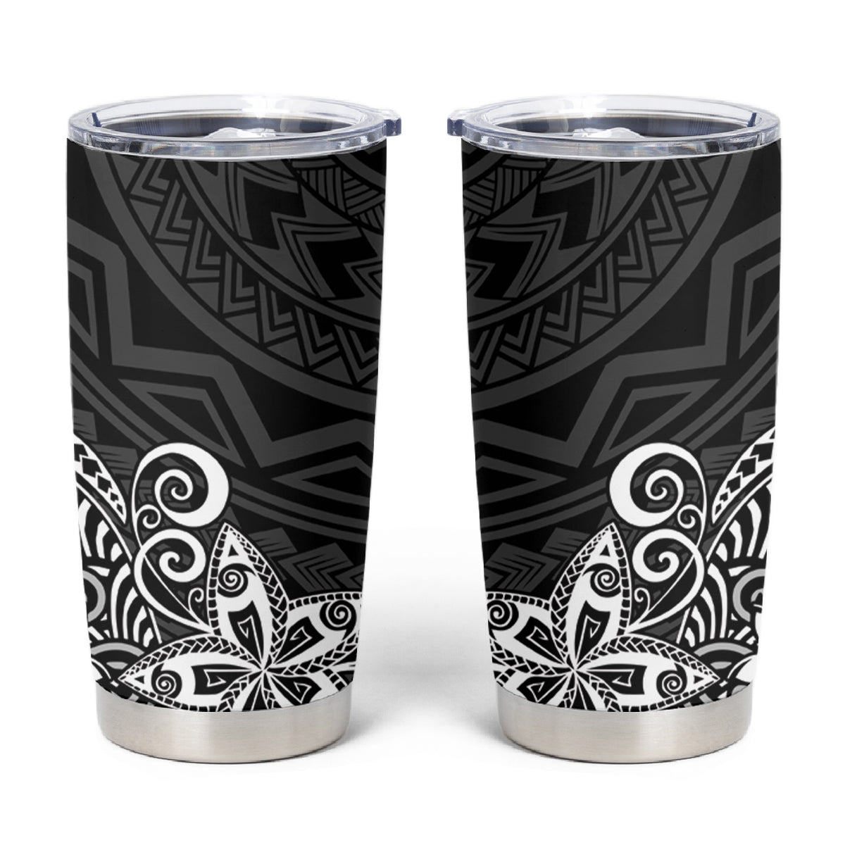 Hawaii Tumbler Cup Plumeria Black Curves