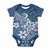 Polynesia Baby Onesie Plumeria Blue Curves