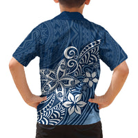 Hawaii Family Matching Outfits Polynesia Summer Maxi Dress And Shirt Family Set Clothes Plumeria Navy Curves LT7