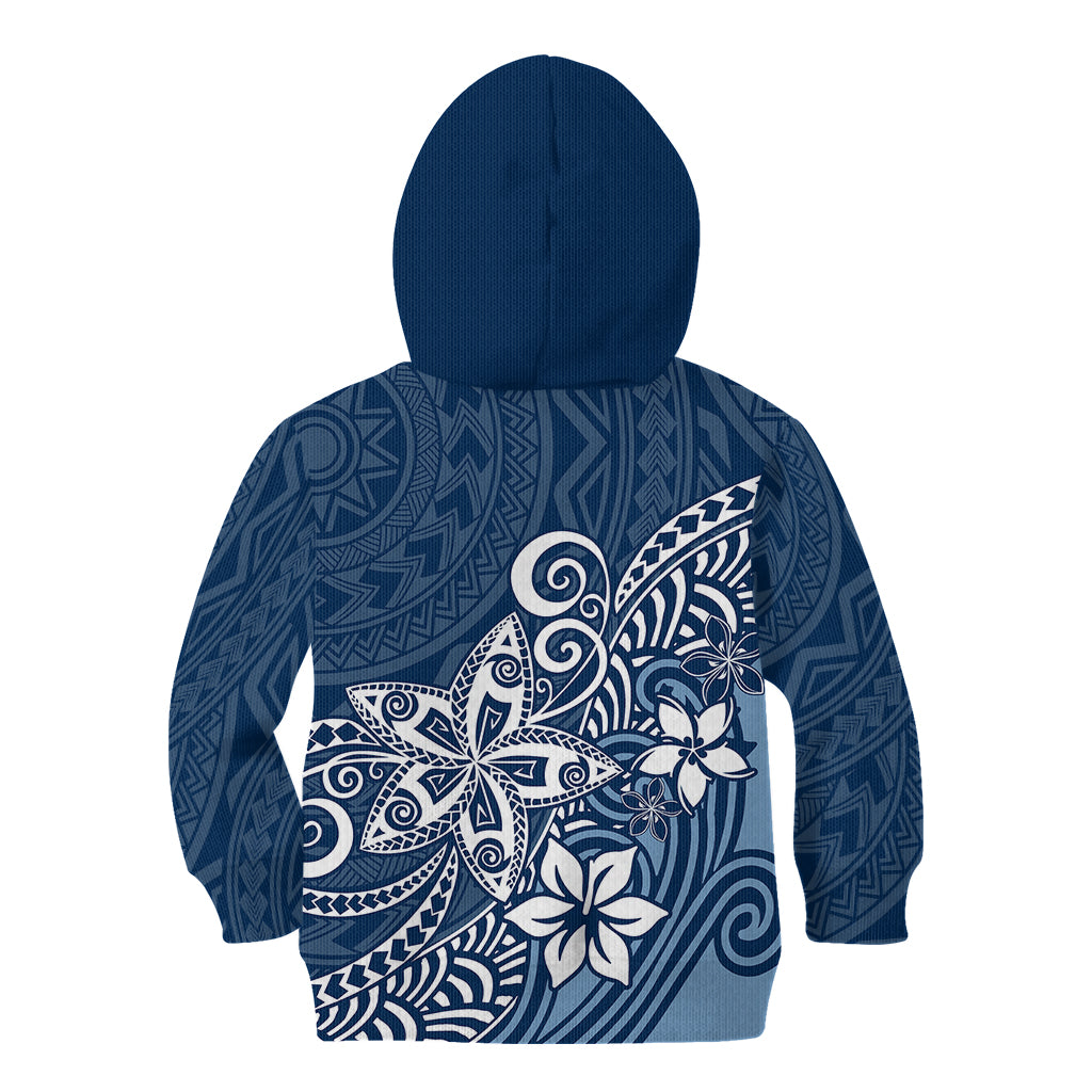 Polynesia Kid Hoodie Plumeria Blue Curves LT7 - Polynesian Pride
