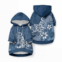 Polynesia Pet Hoodie Plumeria Blue Curves