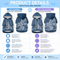 Polynesia Pet Hoodie Plumeria Blue Curves