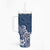 Hawaii Tumbler With Handle Plumeria Navy Curves