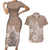 Polynesia Couples Matching Short Sleeve Bodycon Dress and Hawaiian Shirt Plumeria Beige Curves LT7 Beige - Polynesian Pride