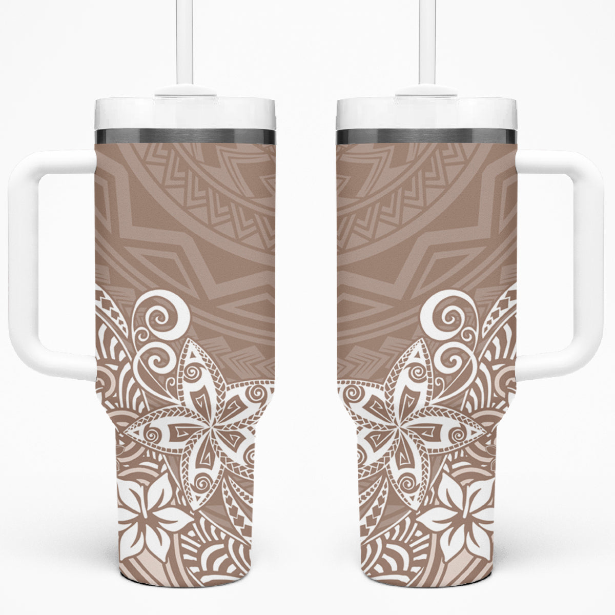 Hawaii Tumbler With Handle Plumeria Beige Curves