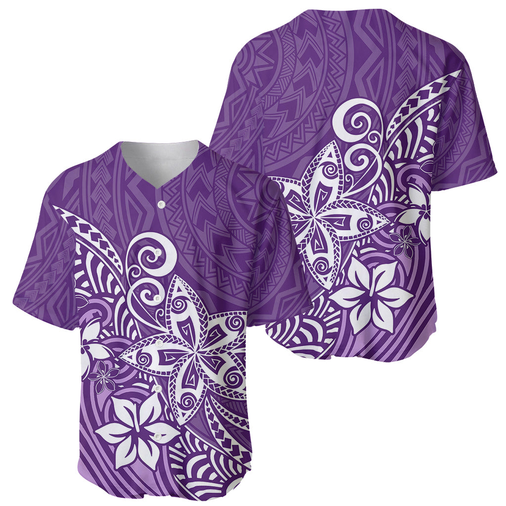 Polynesia Baseball Jersey Plumeria Purple Curves LT7 - Polynesian Pride