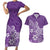 Polynesia Couples Matching Short Sleeve Bodycon Dress and Hawaiian Shirt Plumeria Purple Curves LT7 Purple - Polynesian Pride