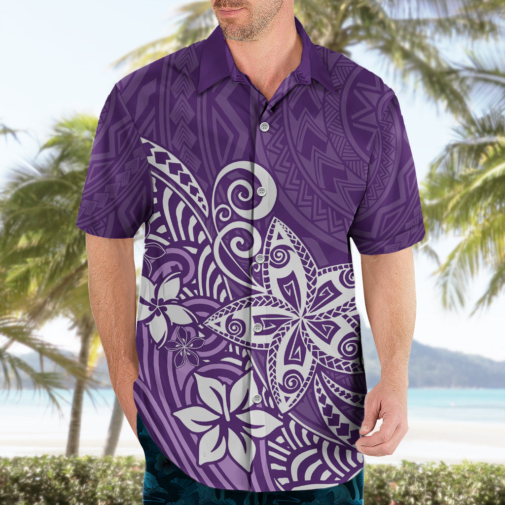Polynesia Hawaiian Shirt Plumeria Purple Curves LT7 - Polynesian Pride
