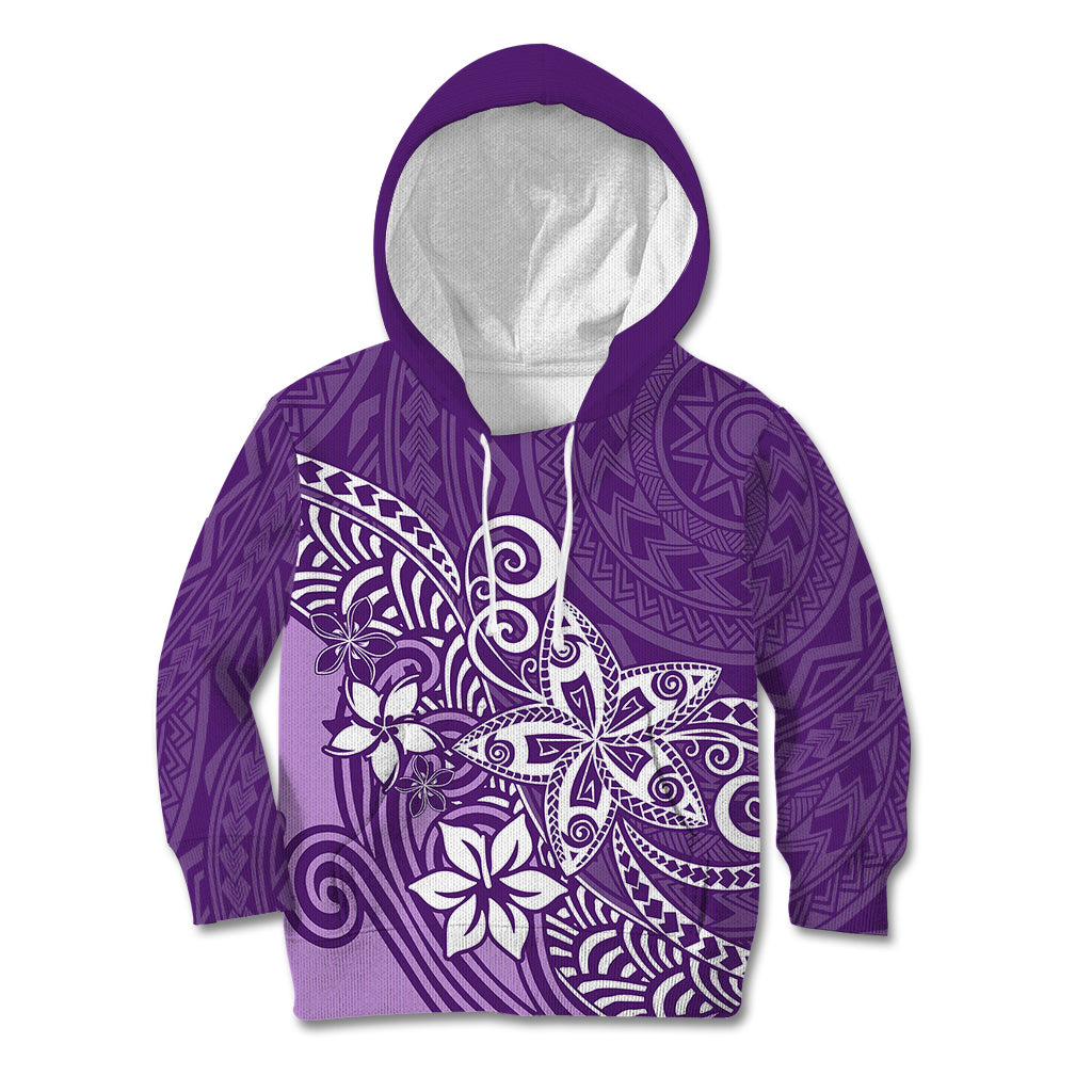 Polynesia Kid Hoodie Plumeria Purple Curves LT7 Hoodie Purple - Polynesian Pride