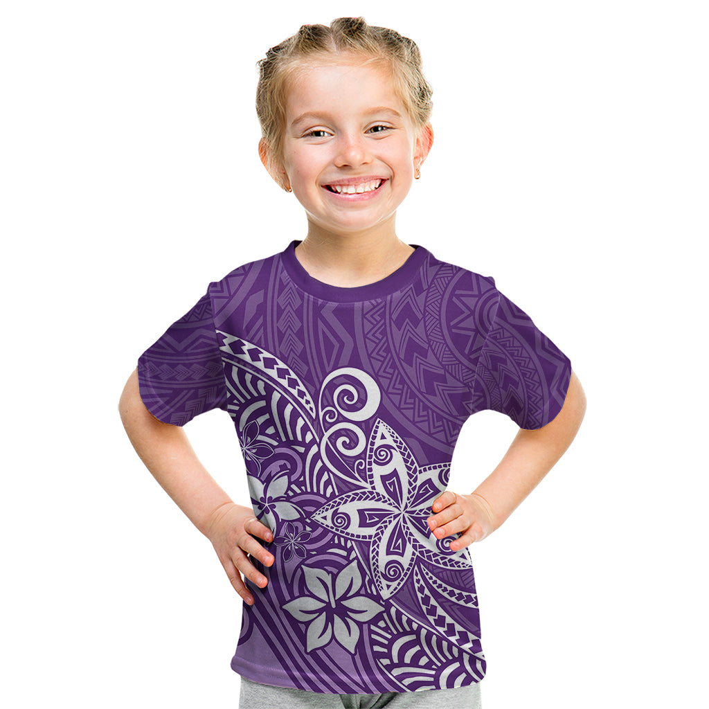 Polynesia Kid T Shirt Plumeria Purple Curves LT7 Purple - Polynesian Pride