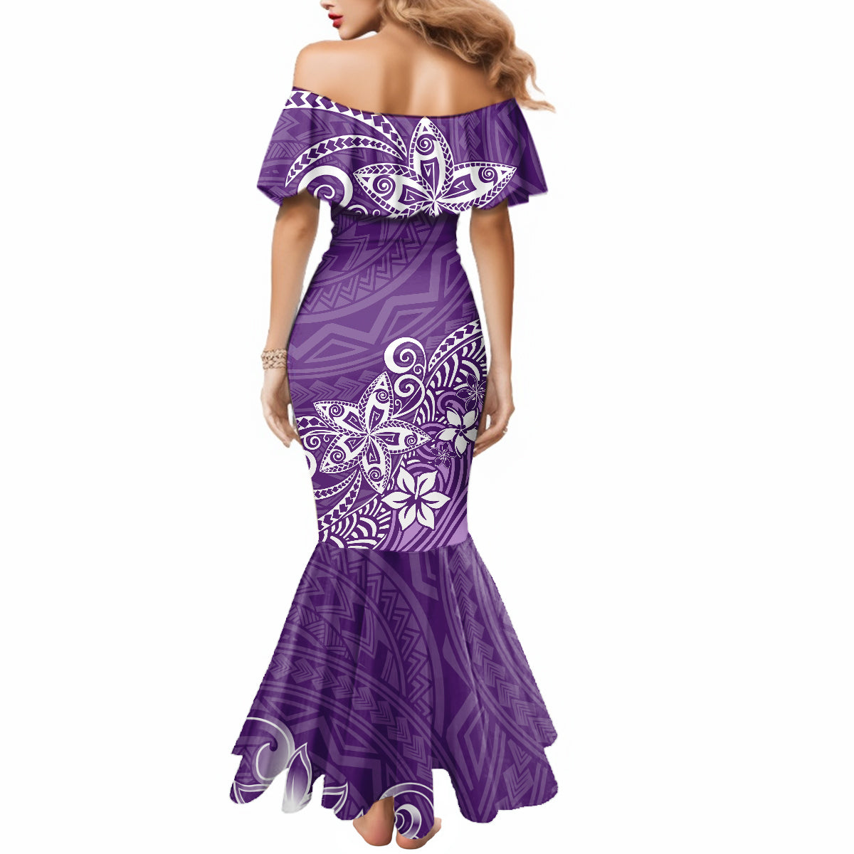 Polynesia Mermaid Dress Plumeria Purple Curves LT7 - Polynesian Pride