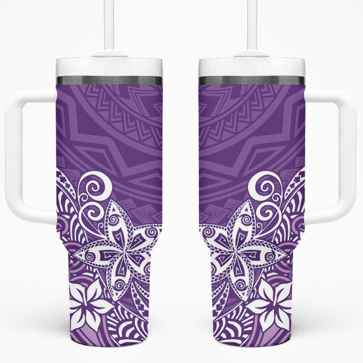 Hawaii Tumbler With Handle Plumeria Purple Curves