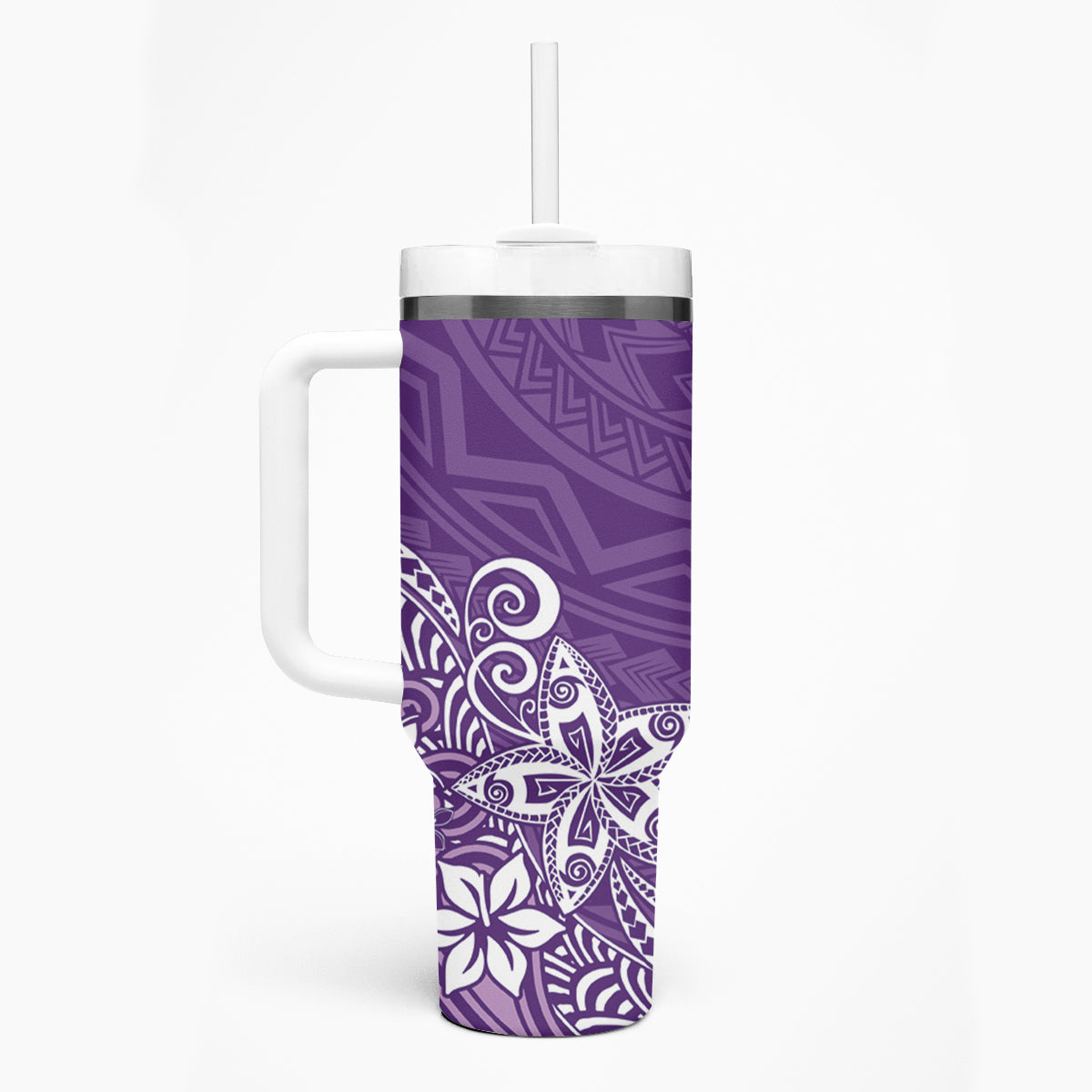 Hawaii Tumbler With Handle Plumeria Purple Curves