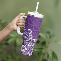 Hawaii Tumbler With Handle Plumeria Purple Curves