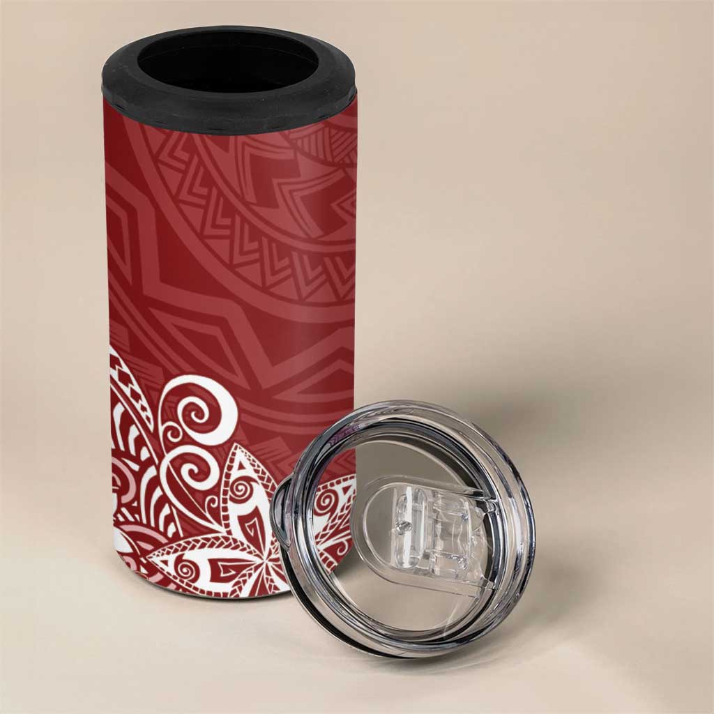 Hawaii 4 in 1 Can Cooler Tumbler Plumeria Red Curves