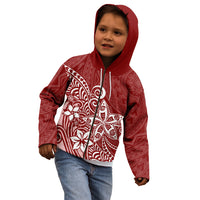Polynesia Kid Hoodie Plumeria Red Curves LT7 - Polynesian Pride