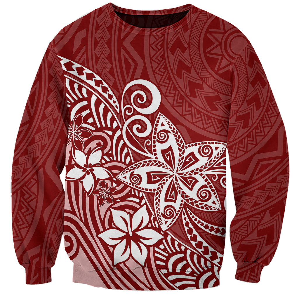 Polynesia Sweatshirt Plumeria Red Curves LT7 Unisex Red - Polynesian Pride