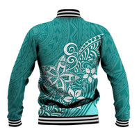 Polynesia Baseball Jacket Plumeria Teal Curves LT7 - Polynesian Pride