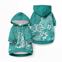 Polynesia Pet Hoodie Plumeria Teal Curves