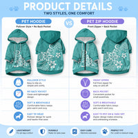 Polynesia Pet Hoodie Plumeria Teal Curves