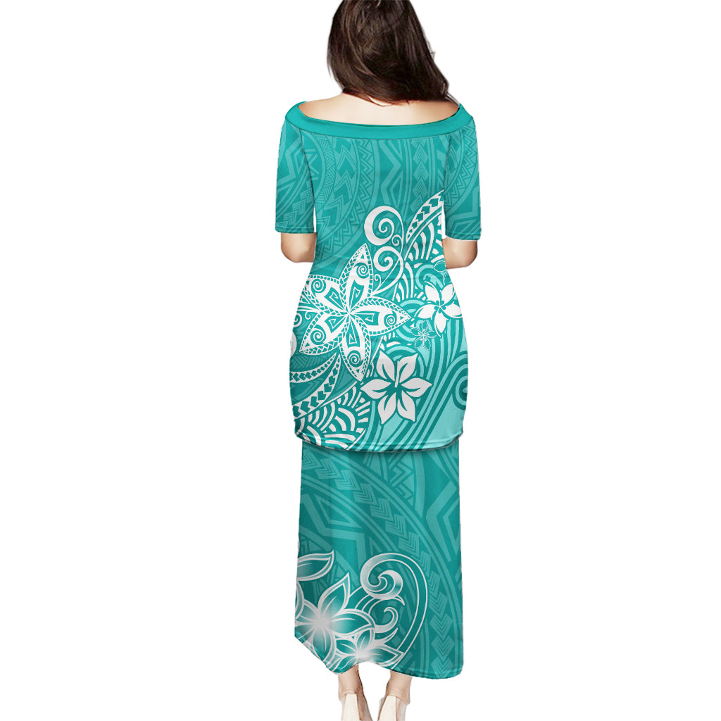 Polynesia Puletasi Plumeria Teal Curves LT7 - Polynesian Pride