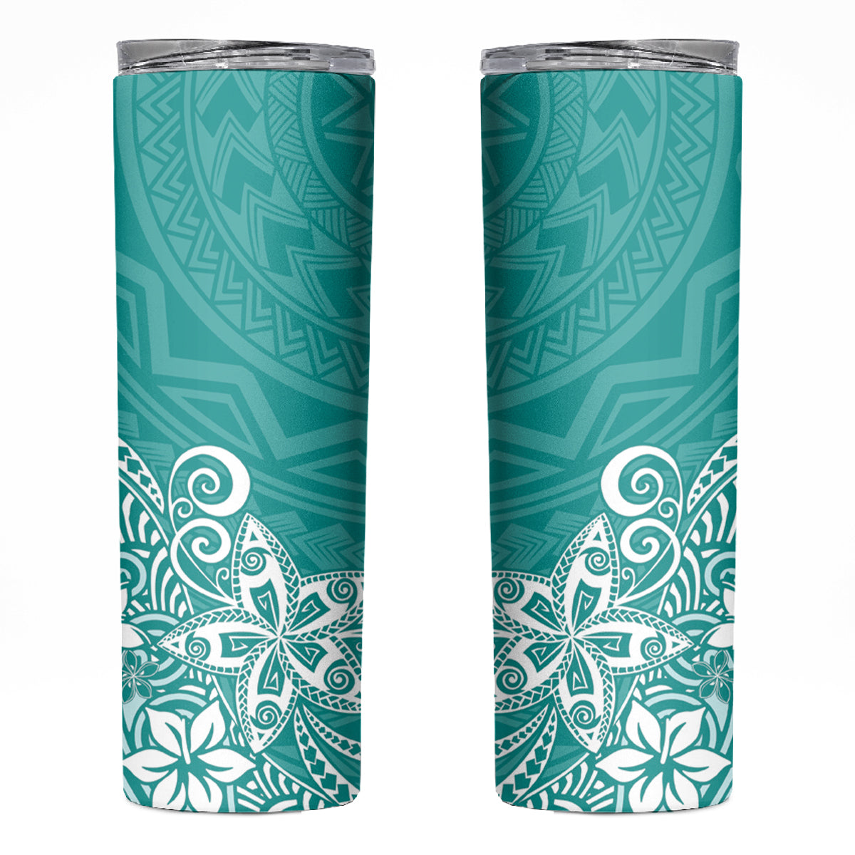 Hawaii Skinny Tumbler Plumeria Teal Curves