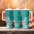 Hawaii Tumbler With Handle Plumeria Teal Curves