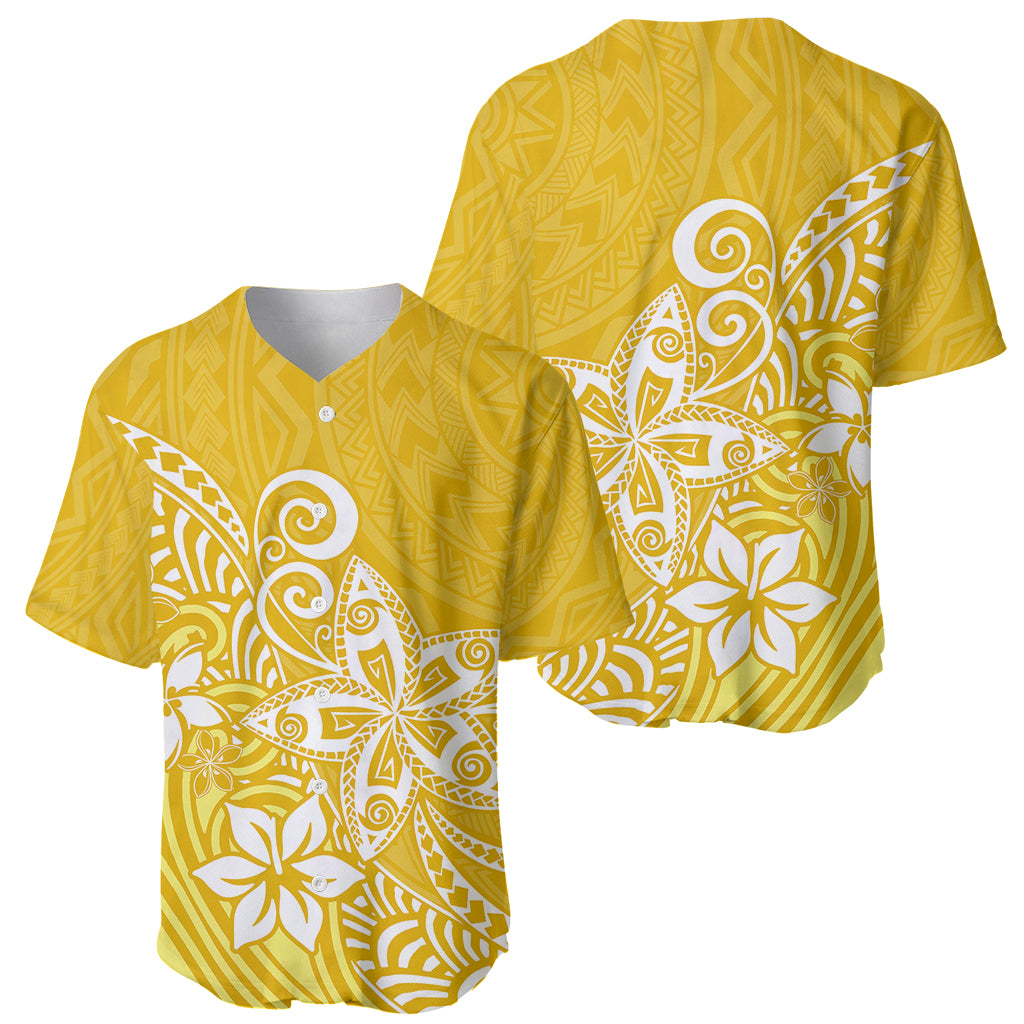 Polynesia Baseball Jersey Plumeria Yellow Curves LT7 - Polynesian Pride