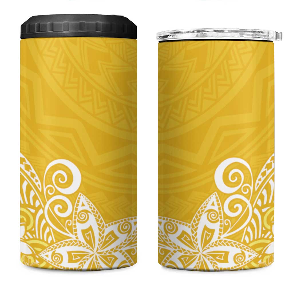 Hawaii 4 in 1 Can Cooler Tumbler Plumeria Yellow Curves