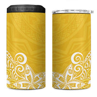 Hawaii 4 in 1 Can Cooler Tumbler Plumeria Yellow Curves
