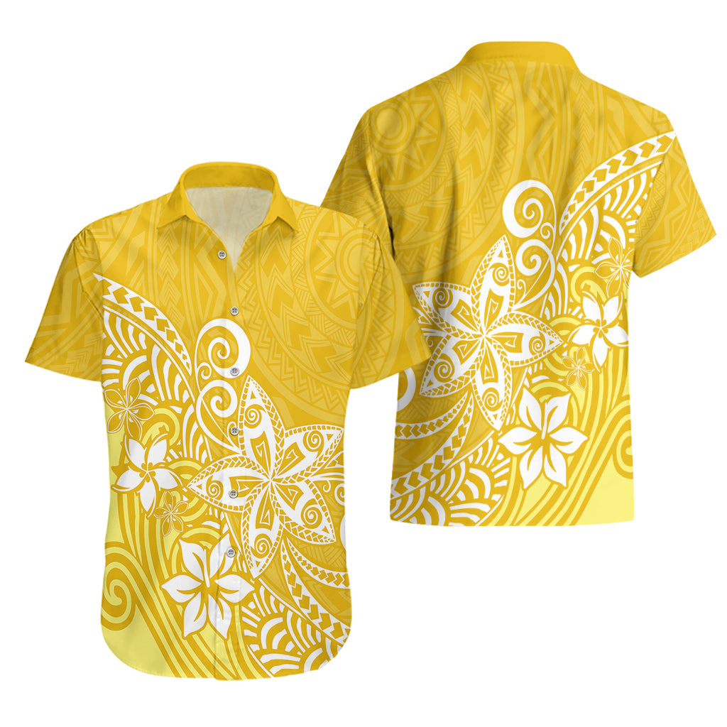 Polynesia Hawaiian Shirt Plumeria Yellow Curves LT7 - Polynesian Pride