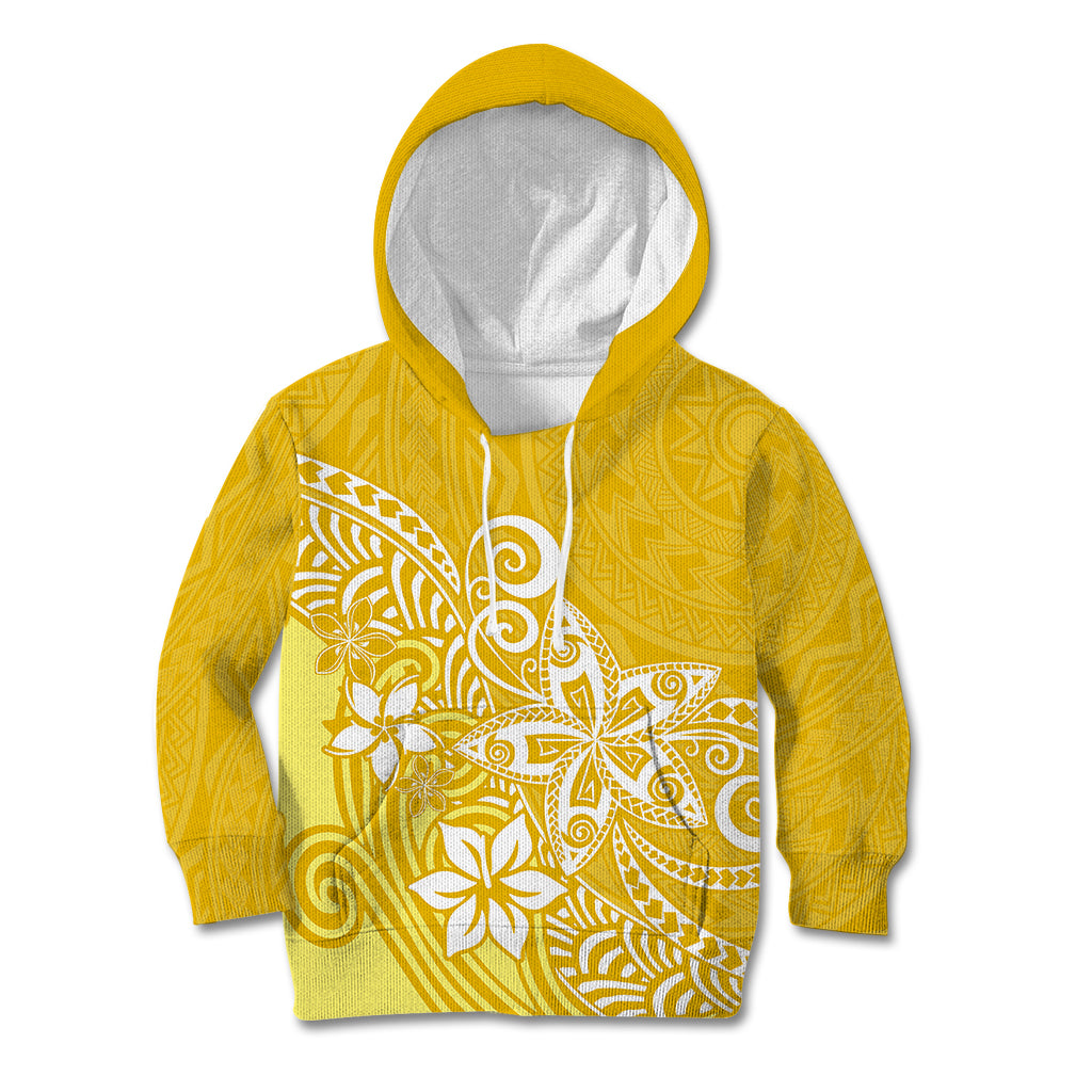Polynesia Kid Hoodie Plumeria Yellow Curves LT7 Hoodie Yellow - Polynesian Pride