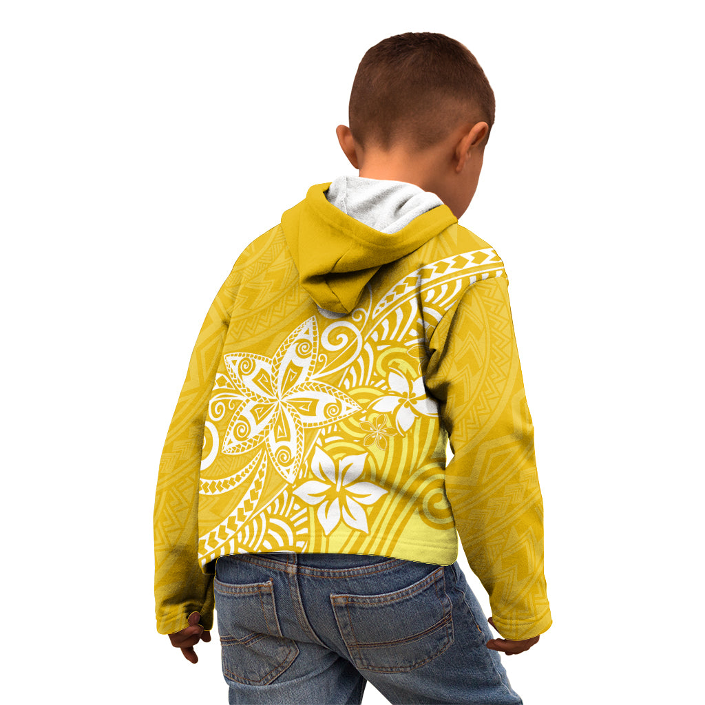 Polynesia Kid Hoodie Plumeria Yellow Curves LT7 - Polynesian Pride